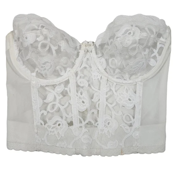 Vintage Gold Label Victorias Secret White Lace Bustier Bra Corset Sz 36B Bridal - Picture 10 of 15